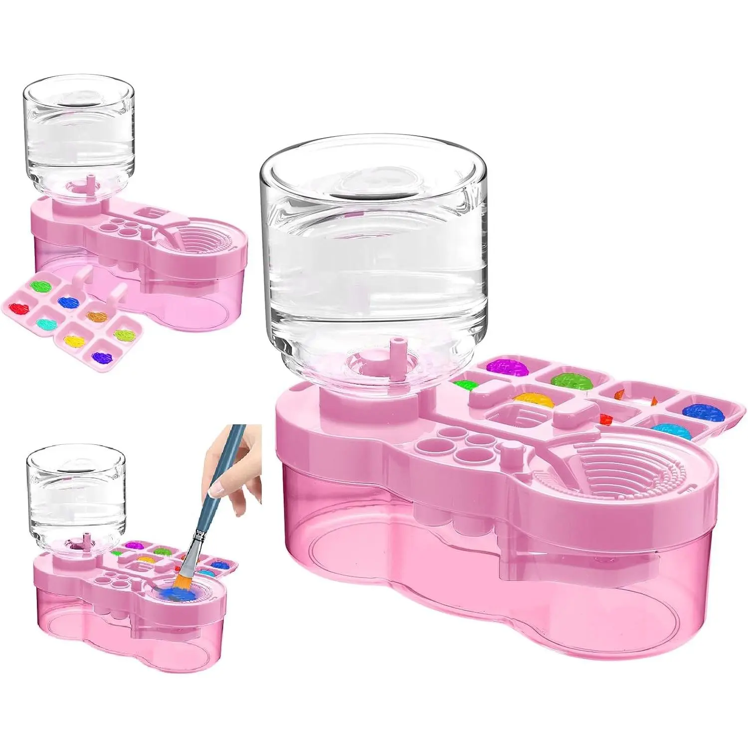 Paint Brush Cleaner, Upgraded Water Cycle Watercolor Rinser Dispenser with Holder and Palette, Washing My Brushes, Cleaning System for Acrylic,Watercolor,Painting Art Supplies for Adults Students