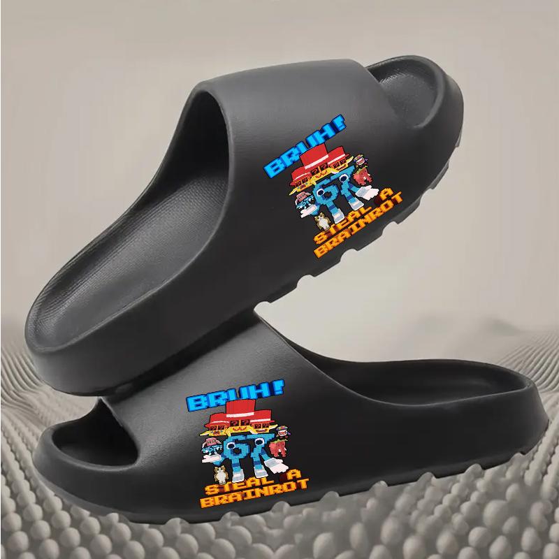 Crazy Pixel Monster Slippers - Funny "Steal A Brainrot" Design, Comfy Non-Slip Slides