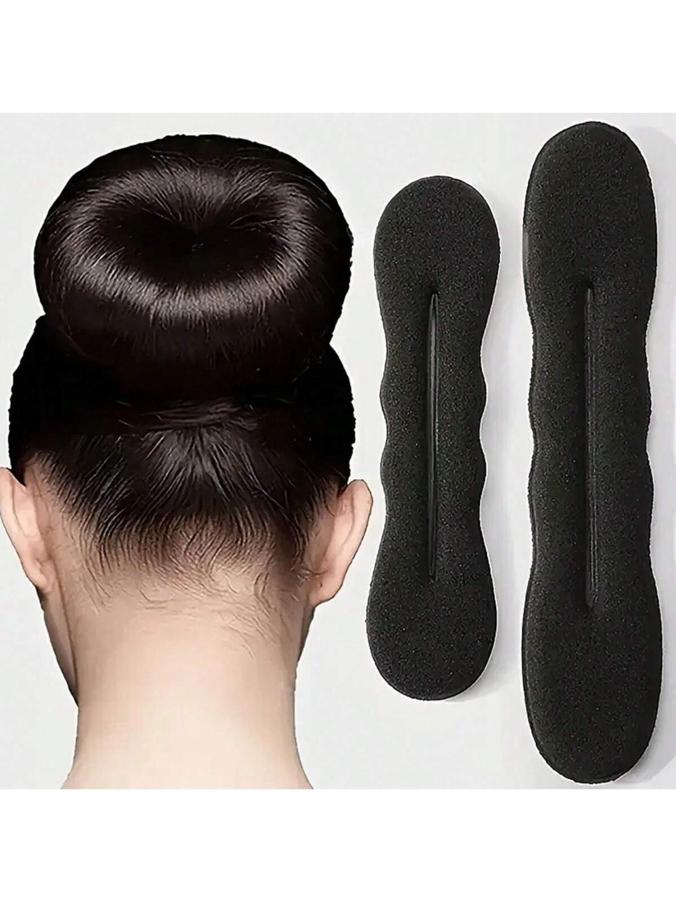 3/2/1pcs Boho Style Hair Bun Creators，Lazy Hair Curler Bun Clips Magic Beauty Hair Hairstyle Foam Sponge Donut Maker Ponytail Bun Maker - Non-Woven Fabric, No Power Needed, Perfect for Daily Use,Stylish Black Foam Rolls for Women,