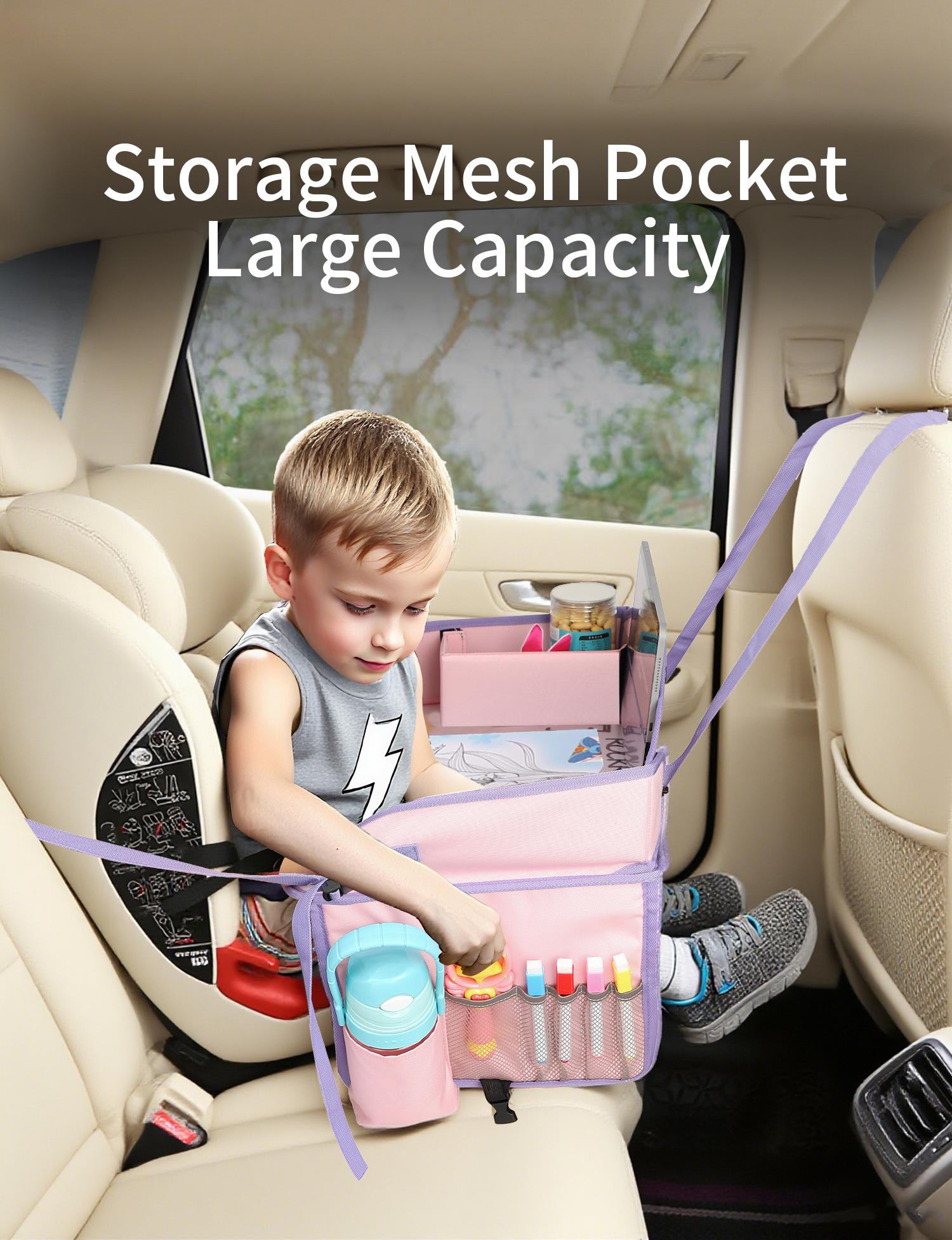 Car Seat Tray with Drawing Board and Compartments, Portable Kids Art Pad for Ages 3-8, Convenient Travel Accessory, Single Piece Design