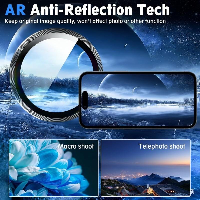 Two-Pack Lens Rings for iPhone 17e/16e, Tempered Glass Camera Protection Film, Compatible with iPhone 17e, Durable and Clear
