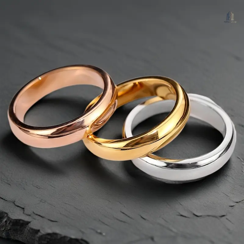 Couple Plain Wide Band Ring Set, Polished Titanium Steel Stackable Finger Rings, Minimalist Smooth Stainless Steel Fashion Jewelry for Men Women Daily‑Outfit Date Party Wearing