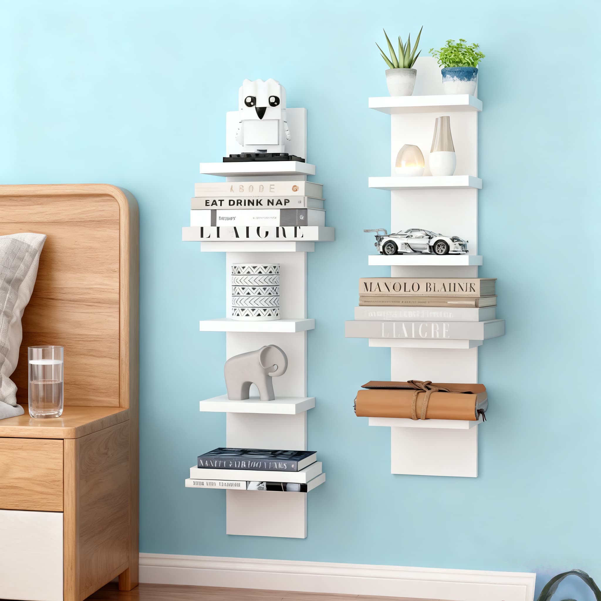 Pure Multi-Layer Wall-Mounted Storage Rack, Warm Light Compatible, Versatile Use, Clean Design, Practical and Reliable