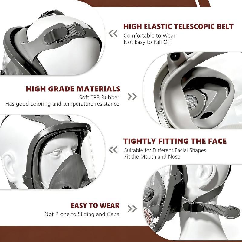Full Face Gas Mask Reusable Respirator, Chemical Protection with 6001cn & 40mm Activated Carbon Filter, Ideal for Spray Paint, Industry, Sanding