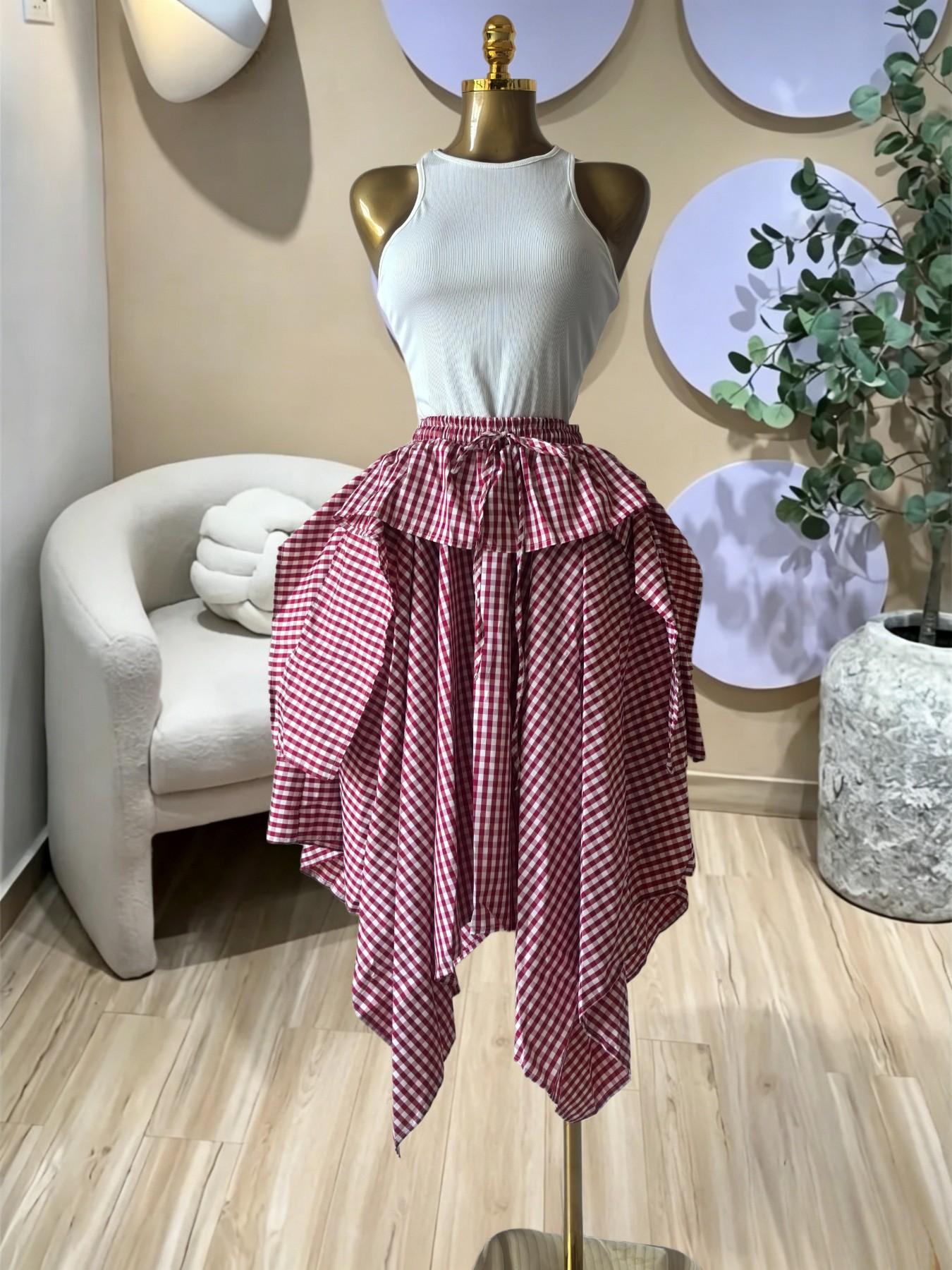 PULKRITU Elegant Women's Sleeveless  Knit Tank Top and Asymmetrical Skirt Set, High Waist Striped Ruffle Dress Two-Piece,Casual Beach Resort Birthday, Vacation Street Lady Two-Piece Set,Female Fashion 2 Piece Co-ord Set, Casual Everyday Set