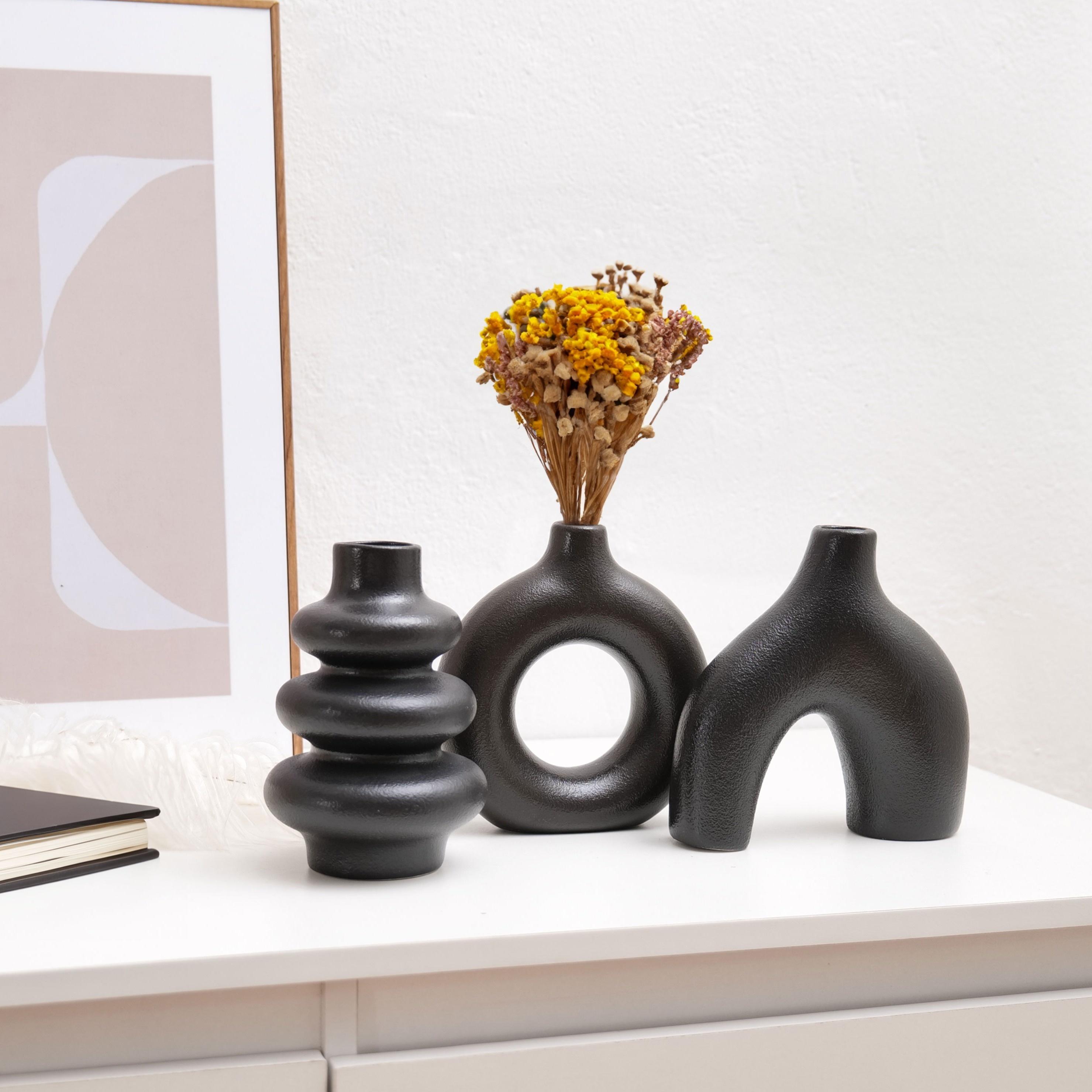 Set of 3 Bohemian ceramic vase set, decorative vase ornaments, wedding living room, bedroom, coffee shop, dining table decoration gifts