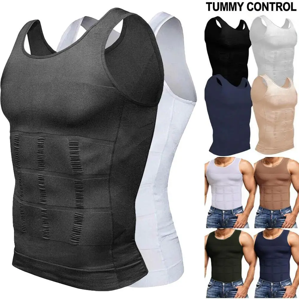 1/2 Pack Men Compression Tank Top Body Shaper Sleeveless Vest, Tummy Control Workout Undershirt, Breathable Soft Stretchy Elastic Shapewear for Running Daily Casual Wear Fitness Shirt Tank