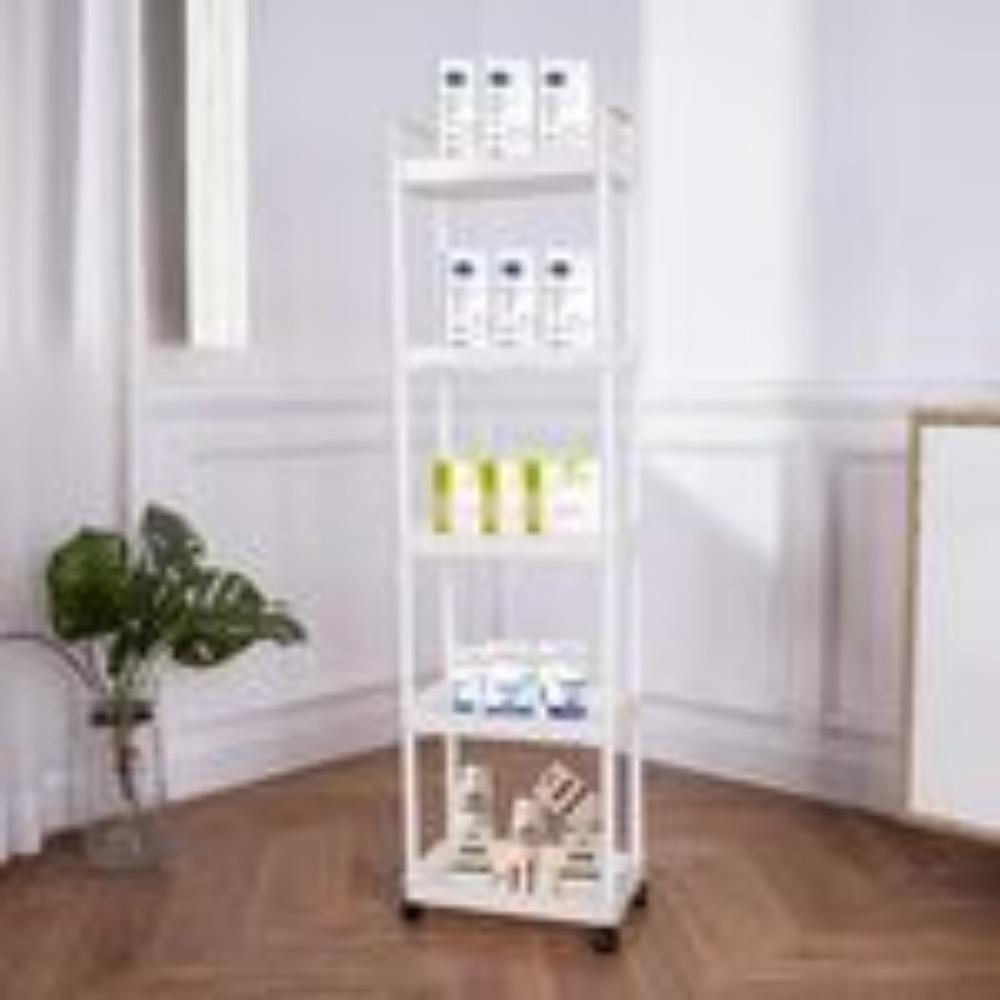 Multi-layer multi-functional trolley, multi-functional storage rack, Display storage rack, movable trolley, movable shelf, 4 universal wheels, suitable for kitchen, bathroom, multi-scene use, made of plastic, cannot place heavy objects