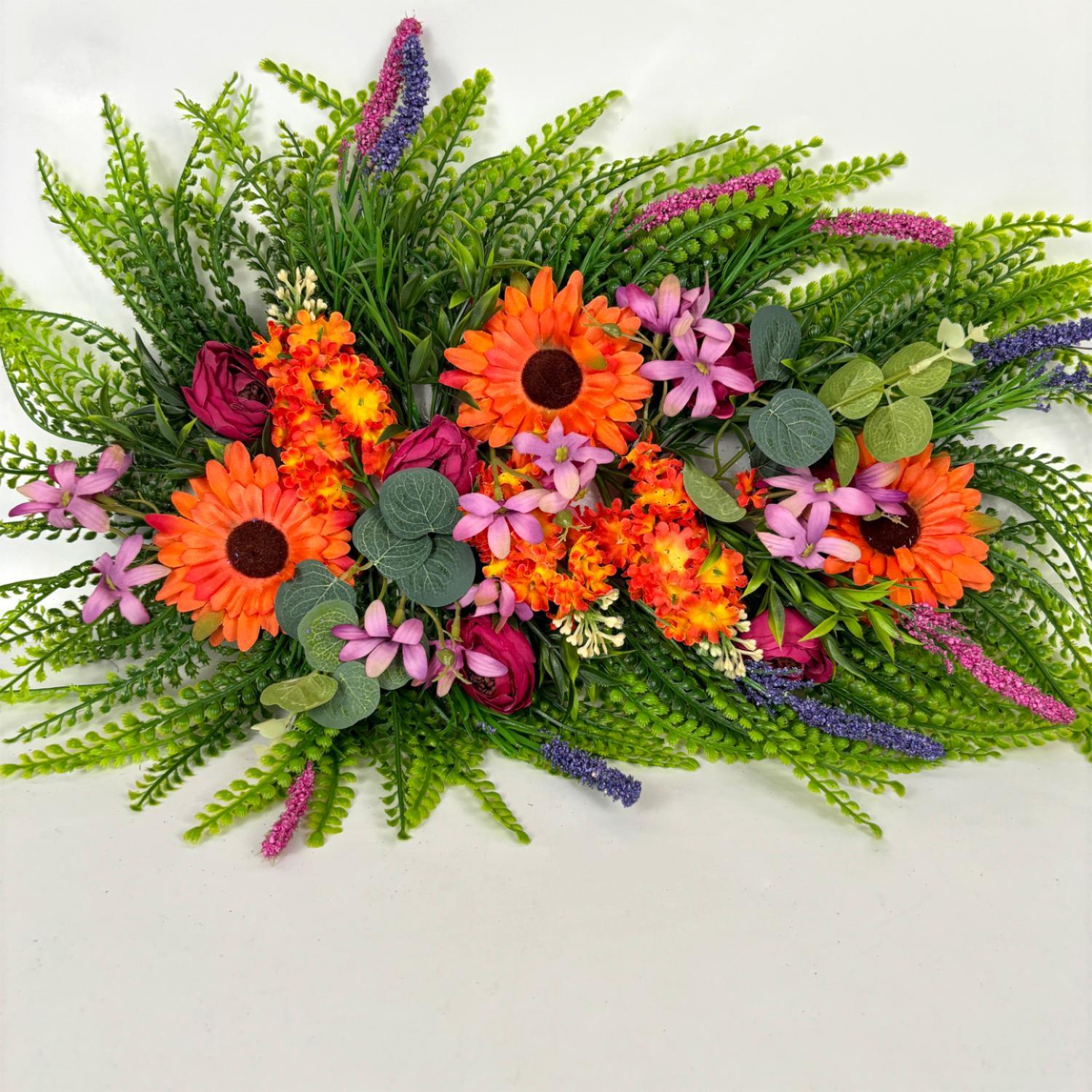 Farmhouse Colorful Eucalyptus Spring Wreath for Front Door, Cottage Durable and Stable Beautiful Artificial Wreath Hanging Ornament, All Seasons Welcome Sign Festival Party