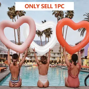 Solid Color Inflatable Heart-Shaped PVC Swimming Ring, Adults' Swimming Pool Float, Perfect for Watersports & Parties