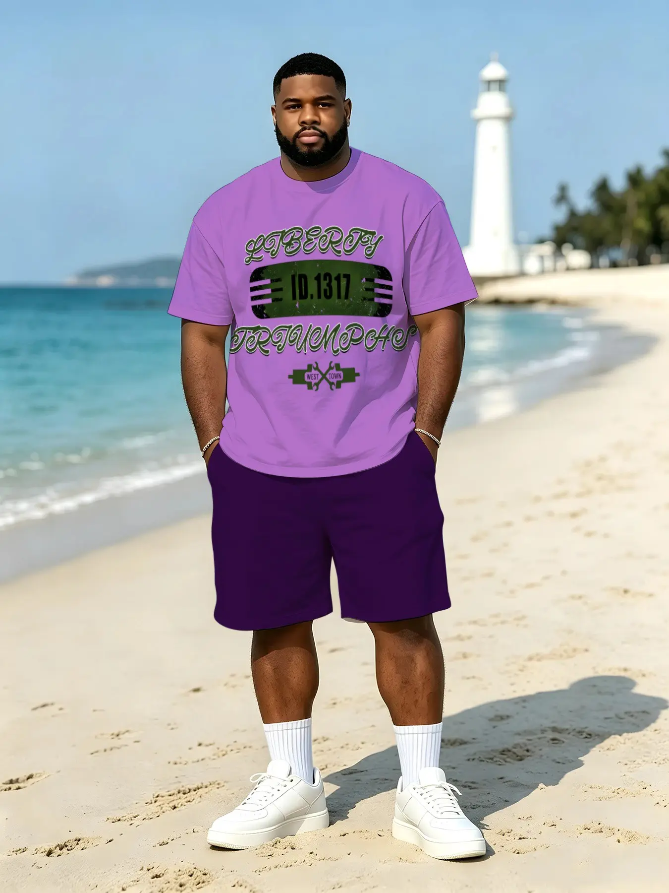 Men's Plus Size 3D Print Short Sleeve Shorts Set, American Hip-Hop Street Style, Casual Two-Piece, Multiple Colors Available