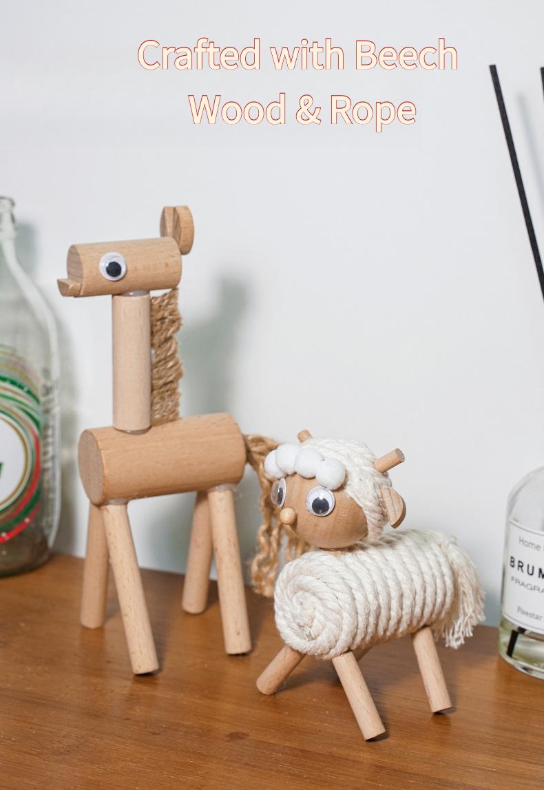 Creative children's DIY material kit, wooden animal stakes and branches small ornaments, handmade dolls and decorations for kindergarten