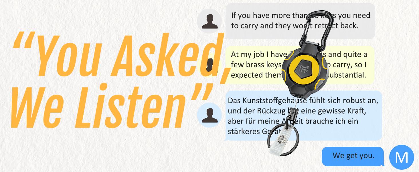 Badge Holder Retractable Clip Heavy Duty Carabiner Badge Reel Keychain with Lanyard ID Cards Holder Cool Tactical ID Holder SpringStatements