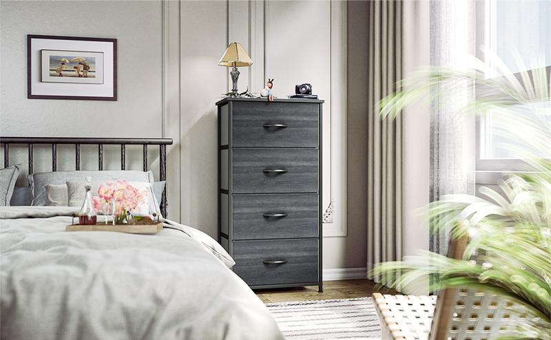 Yitahome Fabric Dresser with 4 Drawers - Storage Tower with Large Capacity, Organizer Unit for Bedroom, Living Room & Closets - Sturdy Steel Frame, Wooden Top & Easy Pull Fabric Bins