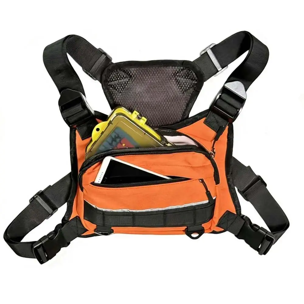Unisex Nylon Lightweight Activewear Chest-Mounted Backpack - Mesh Pockets, Adjustable Straps, Secure Zipper Pouch, Sports Vest Pack for Hiking, Trail Running