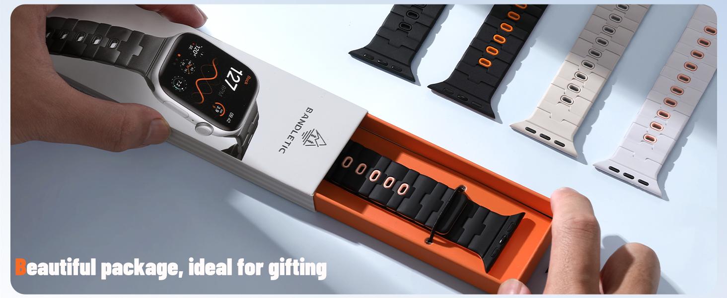 Magnetic Silicone Watchband Compatible with iWatch Band 44mm 45mm 46mm 49mm 42mm 41mm 40mm 38mm for Men Women, Sport Strong Magnet Strap for iWatch Series 10 9 Ultra SE 2 8 7 6 5 4 3 1