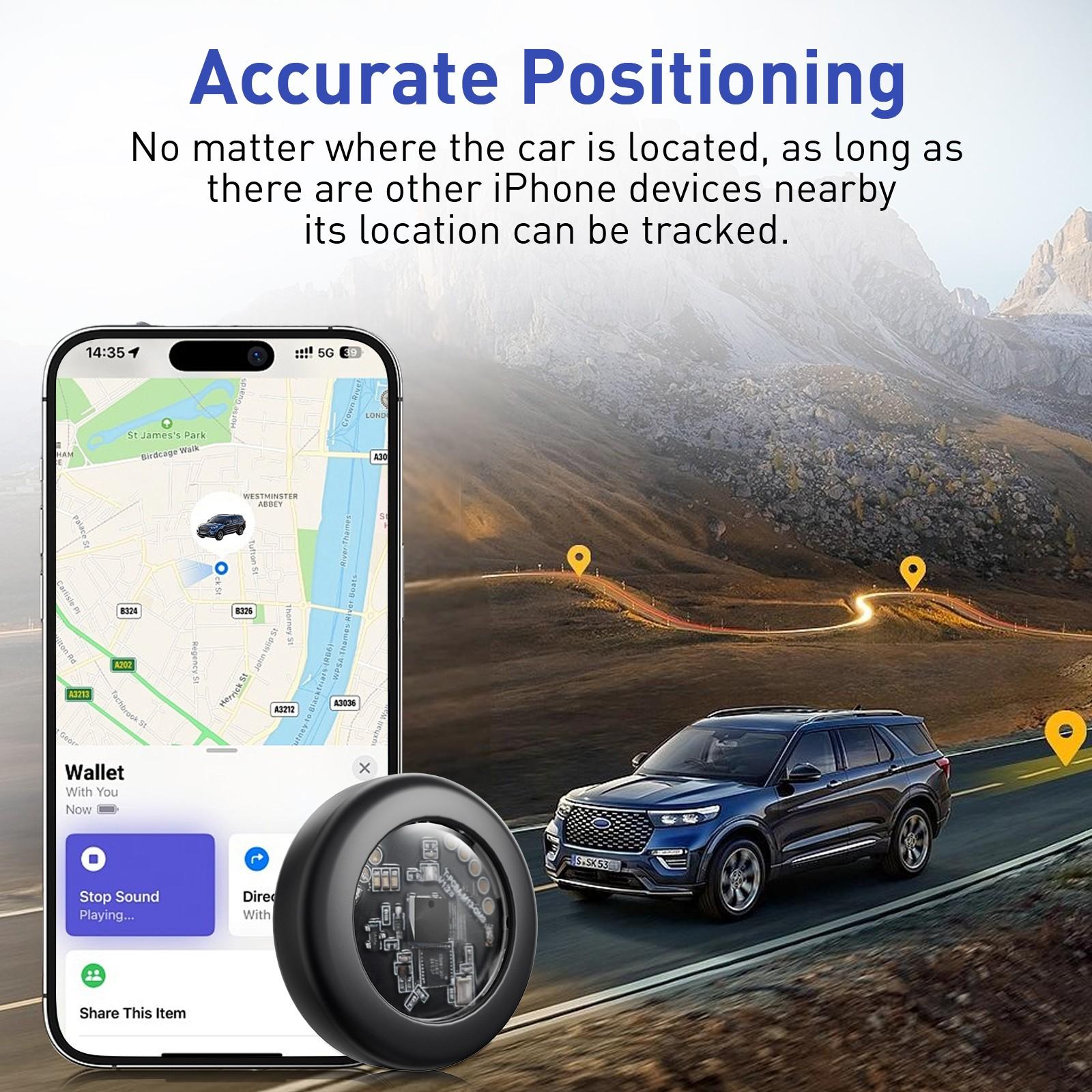 1PC Transparent Vehicle Tracker with Magnetic Case, No Monthly Fee, Global Tracking, Supports Apple Find My iOS System, Fits Cars Bikes Motorcycles Pets Luggage Personal Items