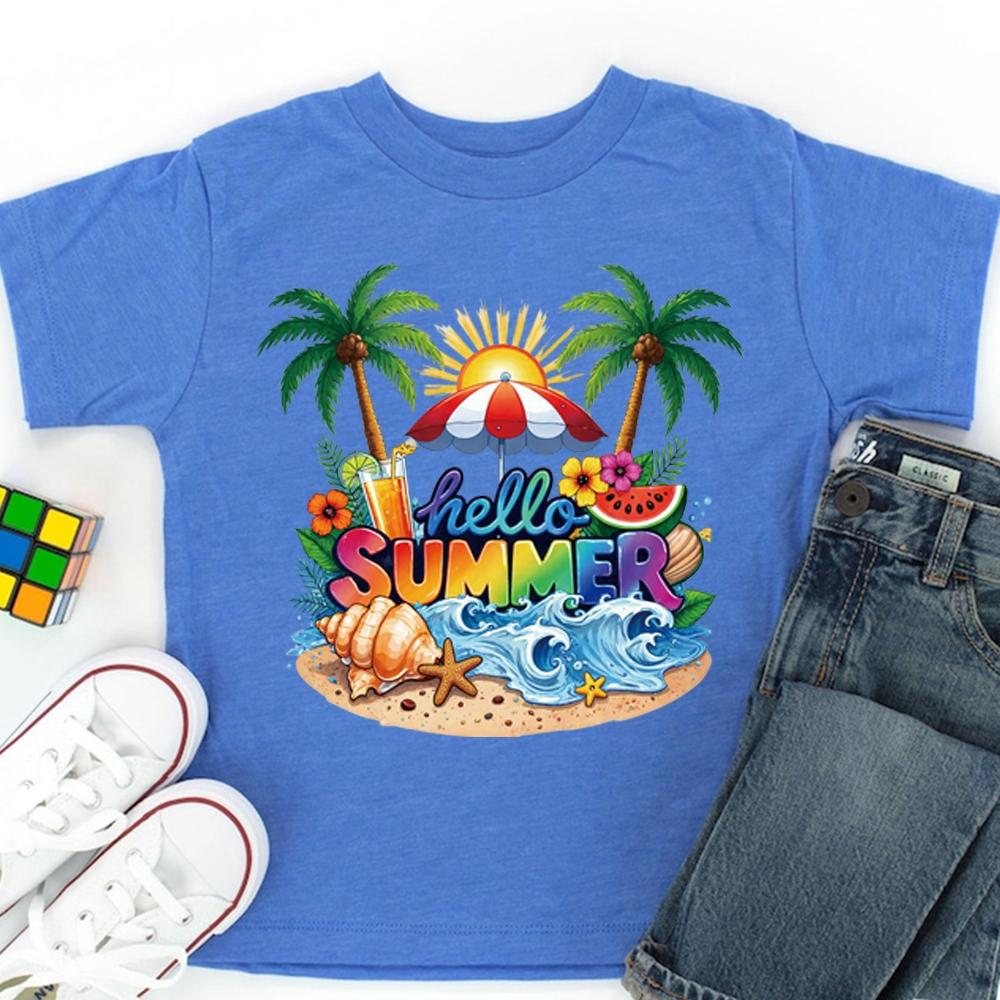 Summer Dopamine Beach Style Heat Transfer Sticker, T-Shirt Transformation, Washproof, High Durability, DIY Fashion, Tropical Summer Crafts, DIY Crafts Supplies