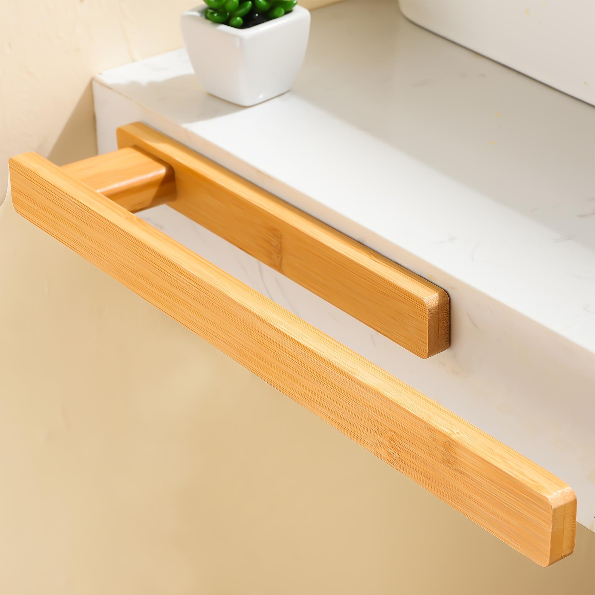 Easy-Install Solid Wood Towel Rack - Space-Saving, No-Drill Wall Mount for Bathroom & Kitchen Storage