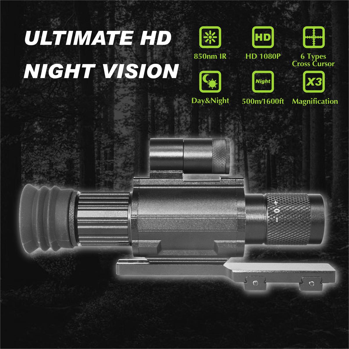 Digital Night Vision monocular Telescope，Day & Night Vision Monocular with 850nm IR Fixed 3X magnification, Camping Hunting Surveillance Wildlife Observation