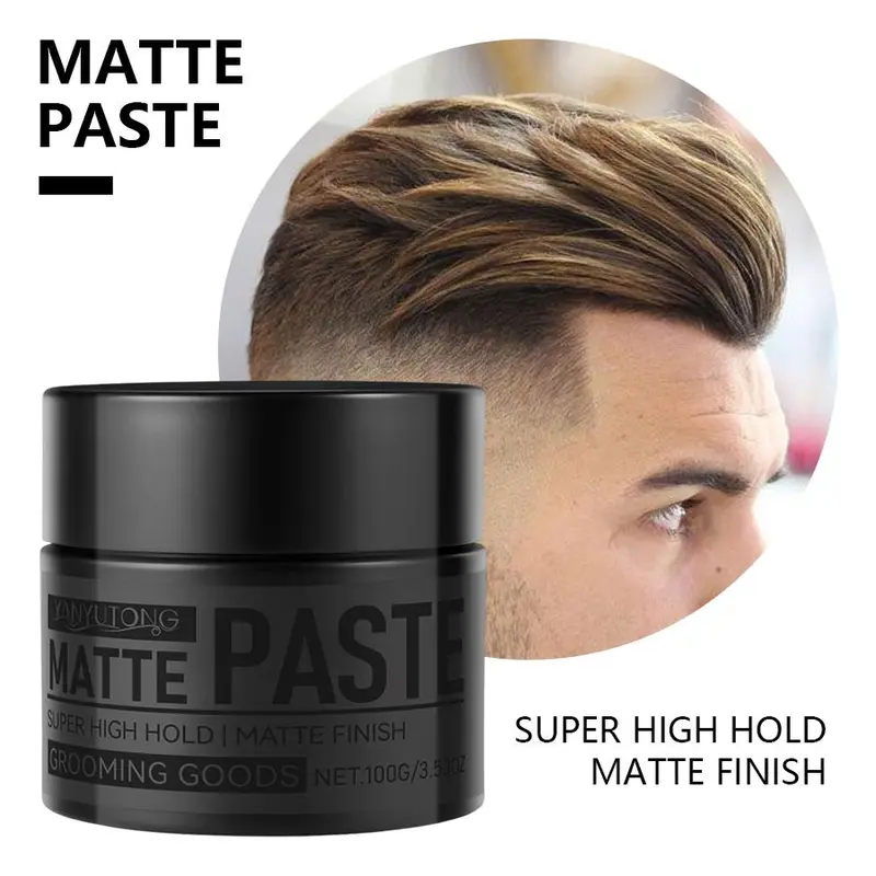 Men's Strong Hold Hair Clay, Matte Finish, Long-Lasting Hold, Non-Greasy, Natural Textured Look, Suitable for Short Hair Curls, Balm, Natural Messy Texture, Texturizing Product, Haircare, Hair Styling Products, Styling Matte Paste