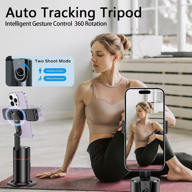 Auto Face Tracking Tripod for Phone,No App Required, 360° Rotation Stand Holder for Video Recording for Influencer Content Creator Vlogging Kit AI Phone Gimbal Stabilizer
