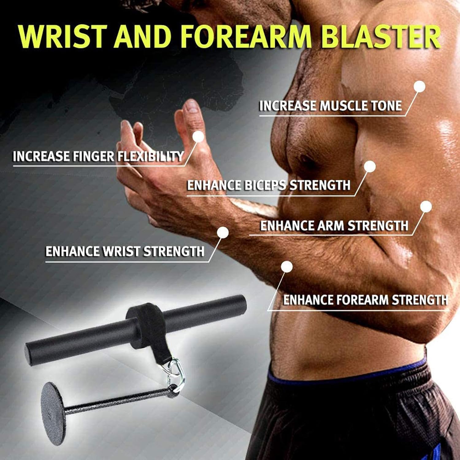 Forearm Wrist Roller Blaster Exercise Trainer Weight-Bearing Wider Nylon Straps Arm Strength Training Fitness Equipment Workout Machine Anti-Slip Home Gym Workout