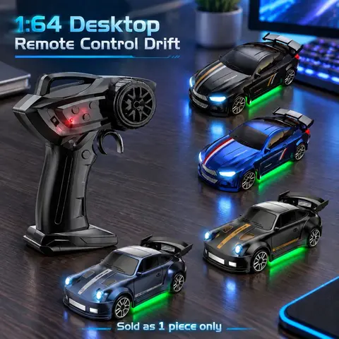 1:64 Mini Drift Remote Control Car, 2.4GHz RC Toy Vehicle, Cool LED Lights, Unisex Gift for Boys Girls, Battery Included, Boxed Set, RC Cars
