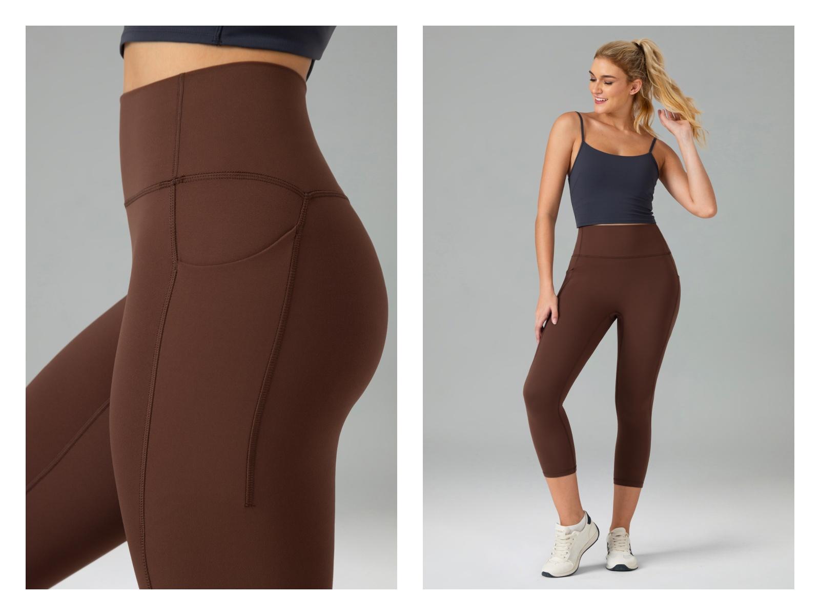 Colorfulkoala Women's No Front Seam Yoga Capri 21" with Side Pocket Dreamlux High-Waisted Tummy Control Workout Leggings  Petite Length