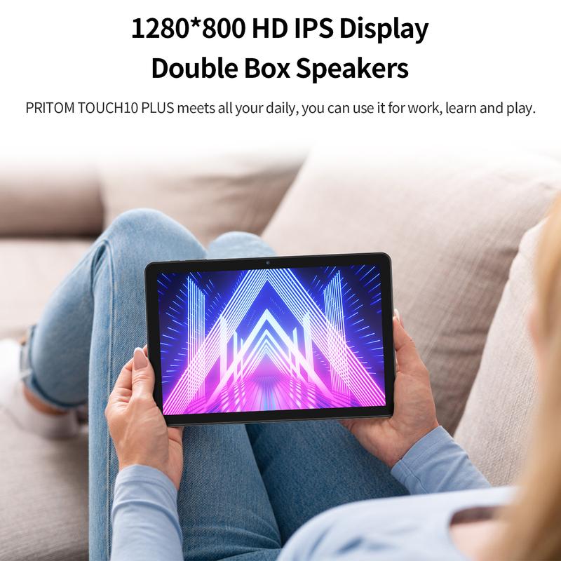 [New Upgrade] PRITOM 2026 Android 15 Tablet 10.1" 16G(4+12) RAM 64GB Storage Full Bundle with Keyboard Mouse Case and Stylus Perfect Valentine’s Day Gift