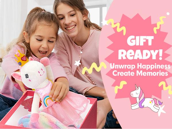 hahaland Unicorns Toys for Ballerina Doll Stuffed Toys for Girls, Ballet Dress up Doll, Pretent Doll Toy 3 Set Clothes with Plush Bag, Kids Toy Birthday Gifts for 2-4 6 Year Old Cuddly Outfits