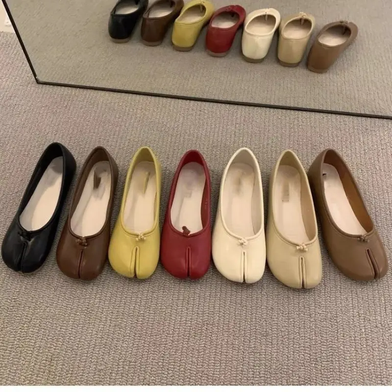 All Day Comfort Tabi Flats For Women Soft Flexible Sole Cushioned Footbed Breathable Upper Easy Slip On Split Toe Ballet Shoes Commute Office Everyday Essential Vegan Leather Neutral Style