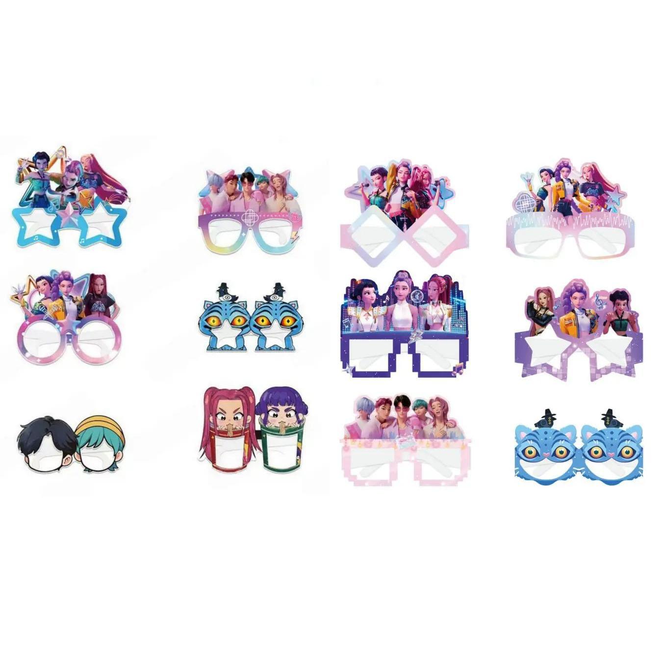 K-Pop Birthday Party Decoration Set Collection whimsical home decor,Kpop Anime Girls - Tablecloths, placemats, plates, cups, banners, forks, figurines, Backdrop, balloons, cake decorations, stickers, glasses and masks, K-Popbirthday party tunique decor