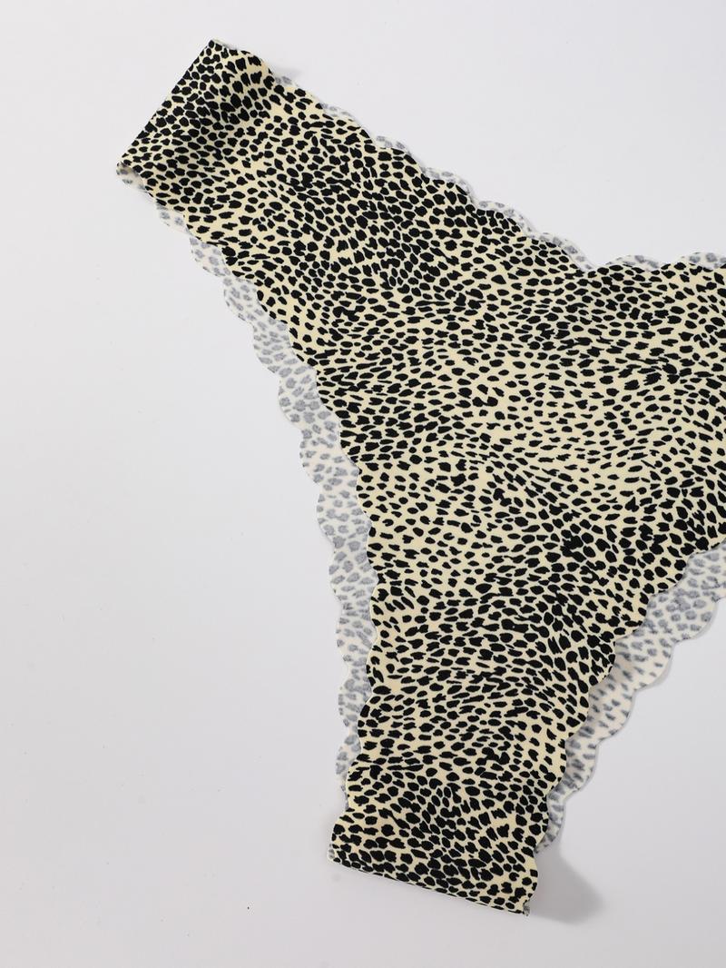 Women's Underwear Set, Pure Color & Leopard Pattern, Fitted Design, Breathable Comfort, Natural Waist Line, All Season Wear