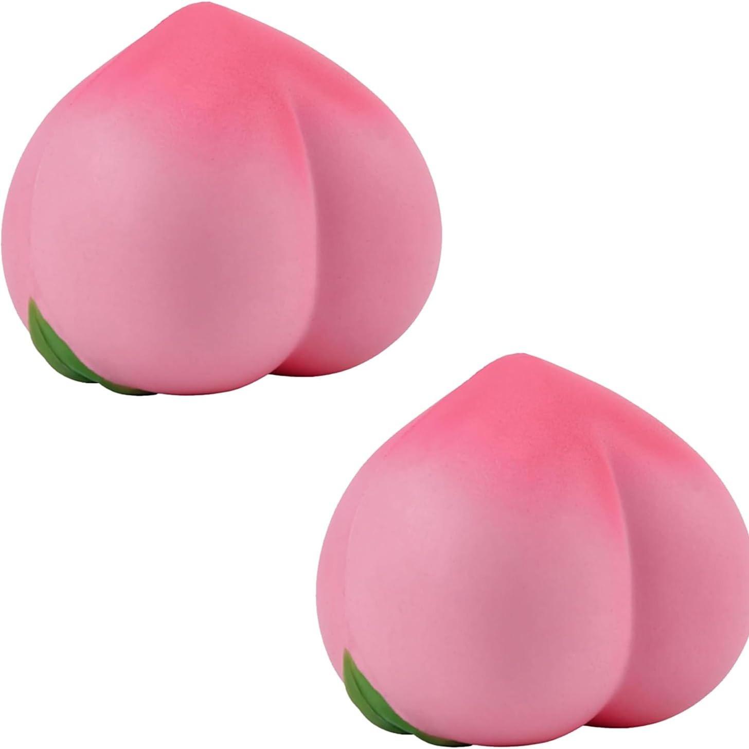 2PCS Peach Squishies Slow Rising Stress Relief Toy, Realistic Peach Shaped Fruit Squeezable Balls, Big Squeezable Peaches, Soft Flexible Fidget Toys Decompression Gift for Adults