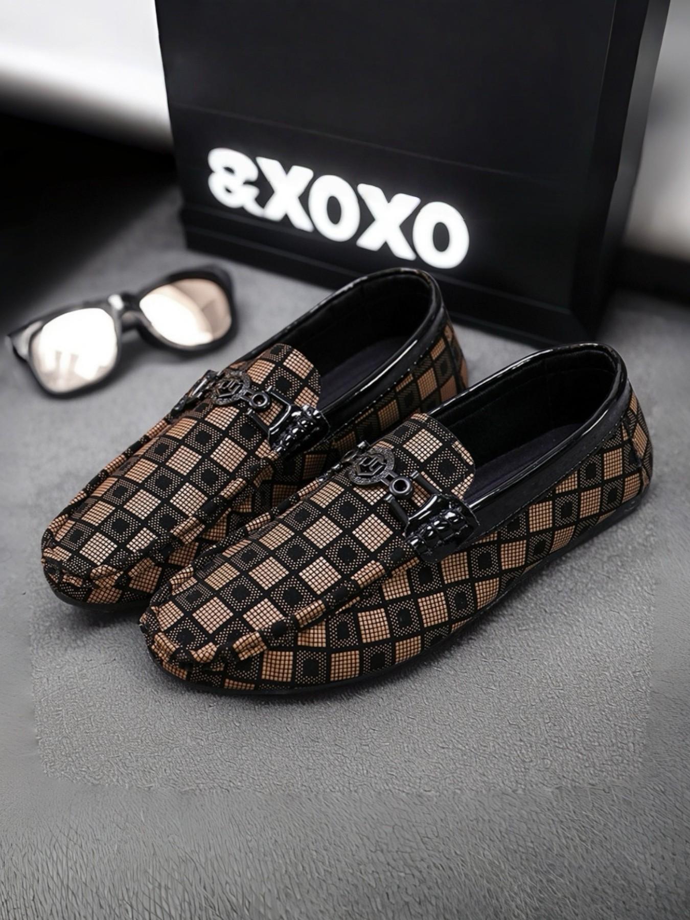 Men's Plaid Loafers New Korean Trend British Style Slip-On Flat Soft Sole Comfortable Lightweight Business Casual Footwear Shoes for Daily Wear