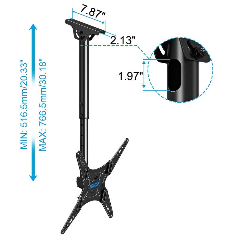 MOUNTUP 24''-65'' Ceiling TV Mount, Full Motion Height Adjustable TV Mount Bracket, Holds up to 99lbs, Max VESA 400x400mm, MU0039