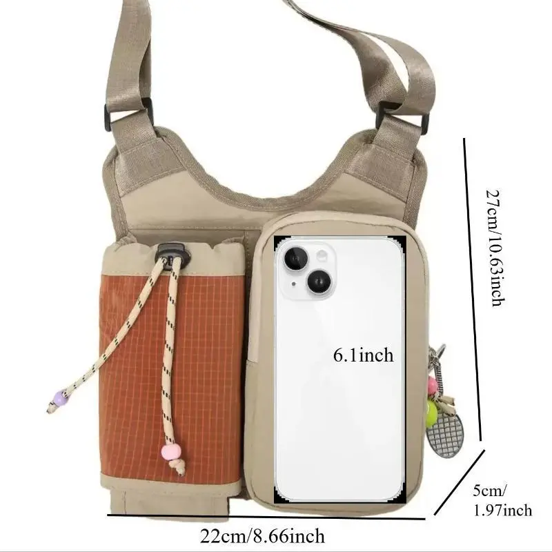 Unisex Colorblock Water Bottle Bags Crossbody - Phone Sling Bag with Phone Pocket, Lightweight Outdoor Pack for Hiking, Daily Use, Casual Chest Bag