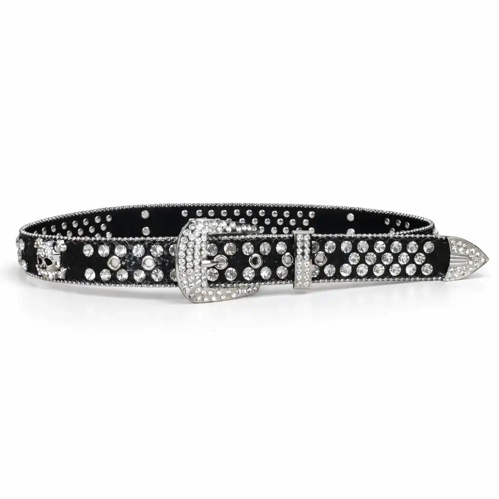 Unisex Rhinestone Skull Studded Belt  Y2K Bling Streetwear Waist Belt for Women & Men, Perfect for Jeans, Rhinestone Decor Belt, Rhinestone Buckles Belt, Rhinestones Belt, Rhinestone Decorated Belt
