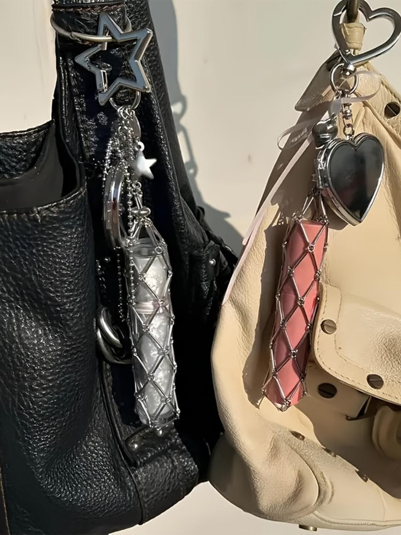 Creative Butterfly Heart Mirror Mesh Keychain, Cute Plain Design, Perfect for Handbags & Backpacks, Ideal Gift for All Seasons