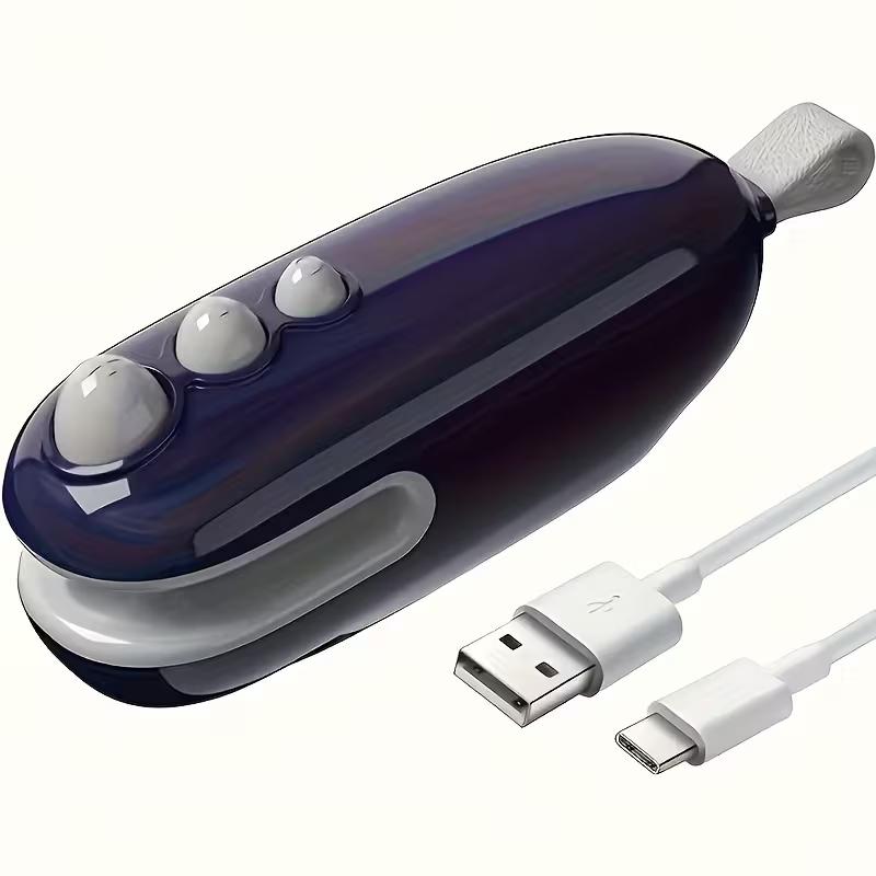 1PCS Mini Bag Sealer Rechargeable Handheld Magnetic Heat Sealer 2 In 1 With Cutter Food Freshness Snack Sealing Portable Home Kitchen Sealing Tool