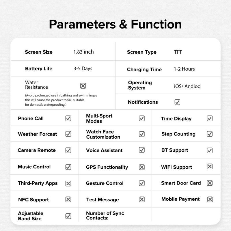 SIMSONLAB Low Power Smart Watch, Fitness Tracker Watch for Kids, Water Reminder, Sitting Reminder, Wireless Calls, Message Alerts, Clock, Weather Display, Music Control, Multi-Functional New Year Gift Suitable For All Ages