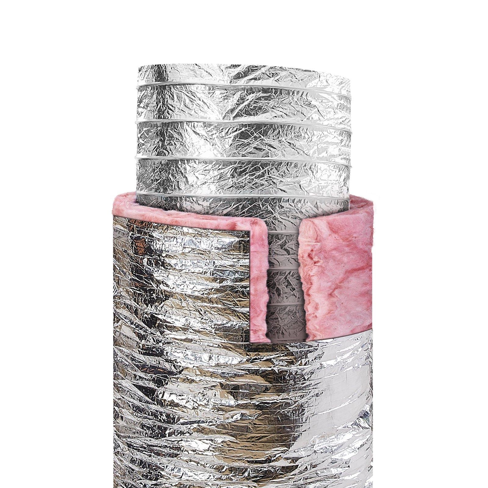 fathersdaygift  VEVOR Dryer Vent Hose, 5'' Insulated Flexible Duct 25FT Long with 2 Duct Clamps, Heavy-Duty Three Layer Protection for HVAC Heating Cooling Ventilation and Exhaust, R-6.0 Flame Resistance Value