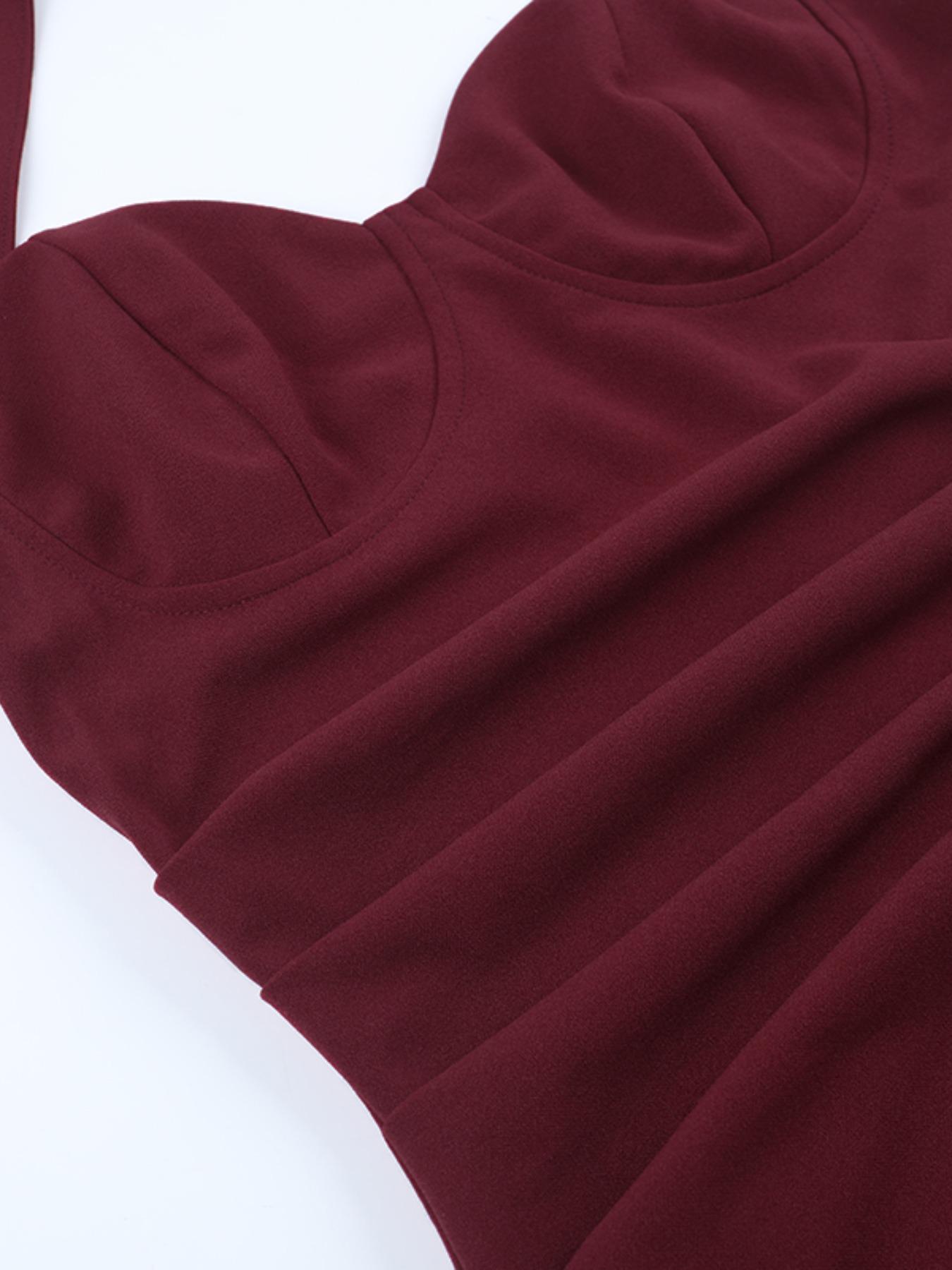 Backless Strapless Plain Slim Fit Slit Dress, Sexy All Season Women's Clothing, Perfect for Casual & Daily Wear