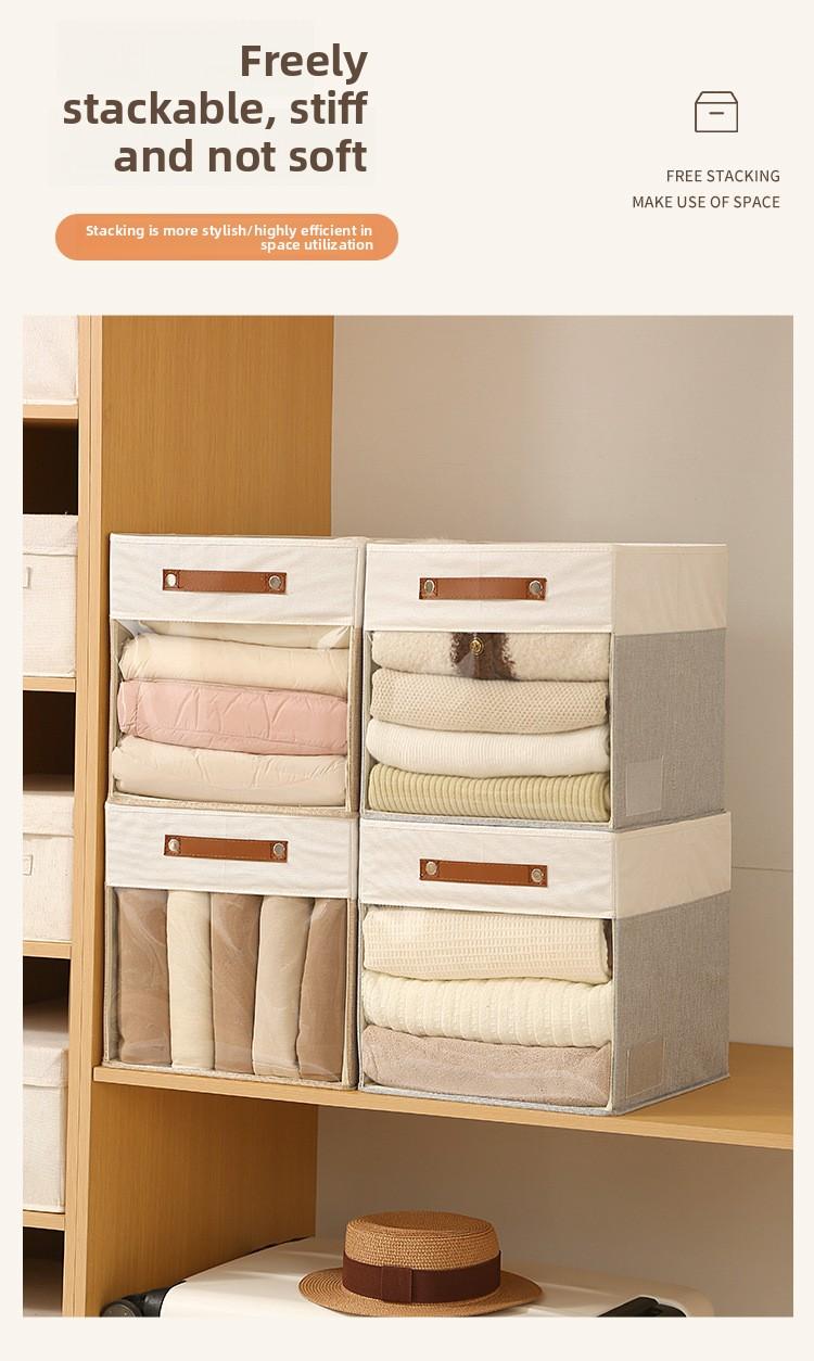 Square Storage Box with Clear Window, Non-Woven Fabric Organizer Bins, Visible Clothes Storage Container, Multifunctional Collapsible Basket for Home Closet