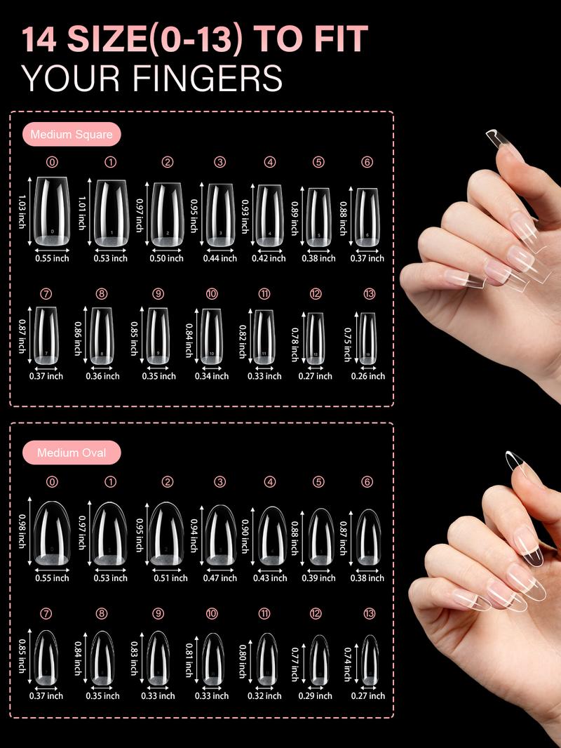 Aillsa 2.0 Upgraded Soft Gel Nail Tips - Built-in C-curve Medium Almond Full Cover Nail Extensions Ultral Thicker Acrylic Nails Tips Strong Clear 140Pcs/168Pcs/224Pcs Pre-sculpted Press-On Nails with Matte Underside False Nails for Flat Nails
