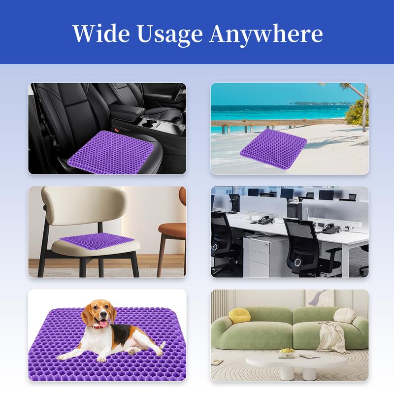 Double-Thick Gel Seat Cushion Honeycomb Breathable Non-Slip Cover 15.75x13.39x1 in Pressure Relief for Office Car Wheelchair Elastic Furniture Protector
