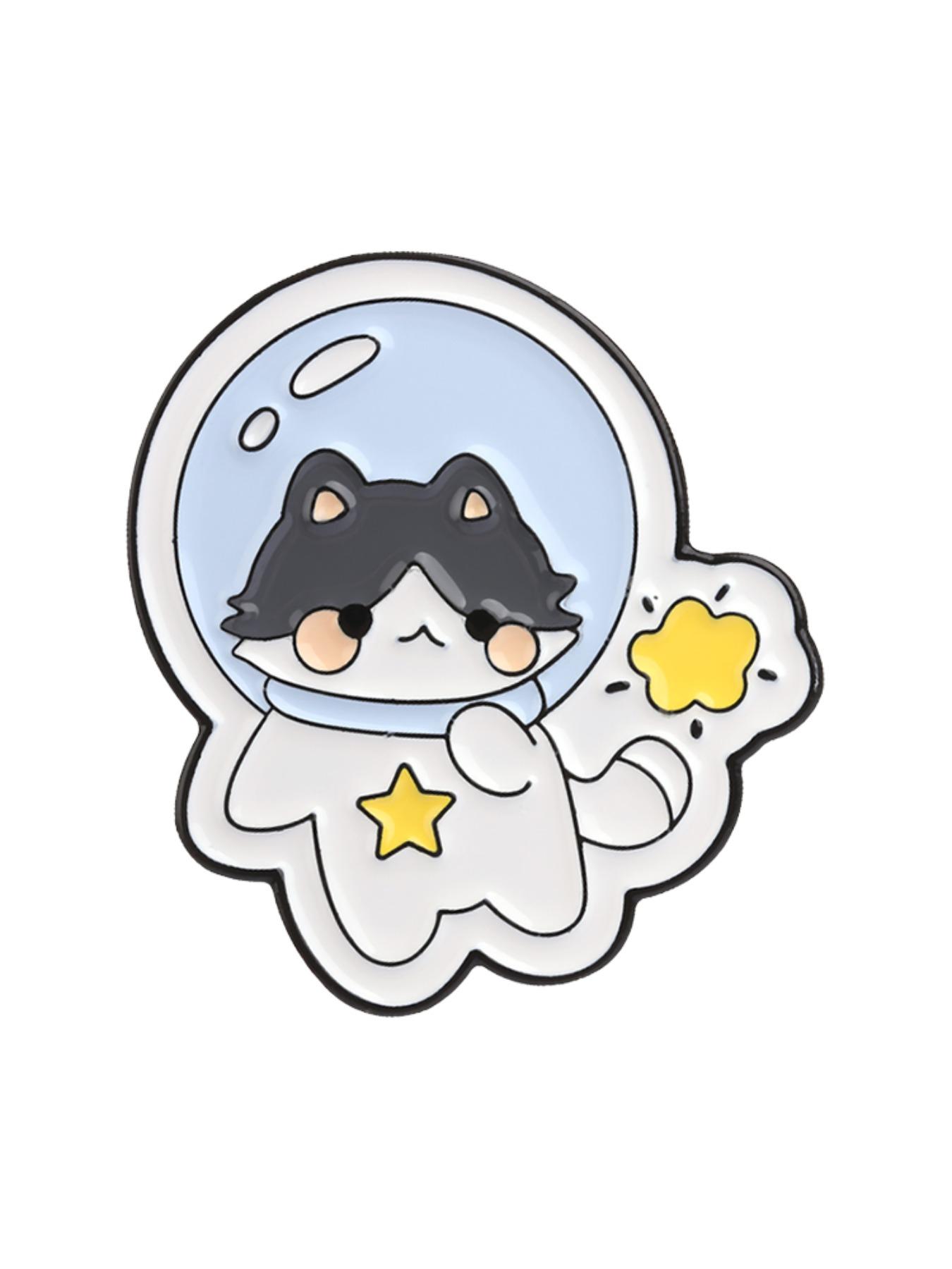 Cute Cartoon Astronaut Cat Enamel Brooch, Animal Alloy Lapel Pin, Fashion Accessory for Backpacks, All Seasons Party Style