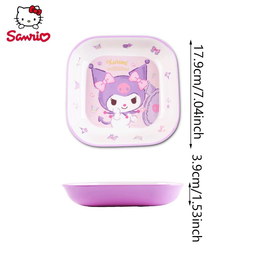 Sanrio Kuromi Melamine Plate, Cute Flower Ruffle, Round Dessert Dish, Kawaii Salad Snack Dinnerware, Salad Plates, Durable Plastic Tray, 1pc, Decorative Plates