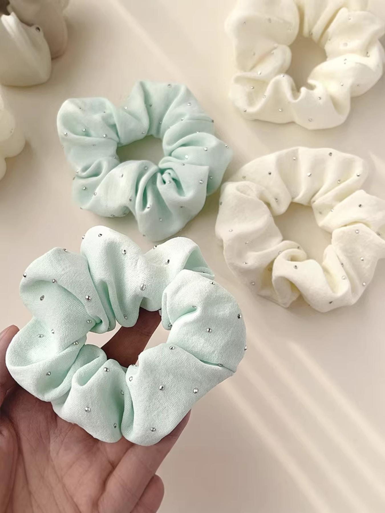 2-Pack Elegant Rhinestone Hair Ties, New Summer High-End Headbands, Simple Fabric Elastic Bands, Daily Commute Fashion Accessories